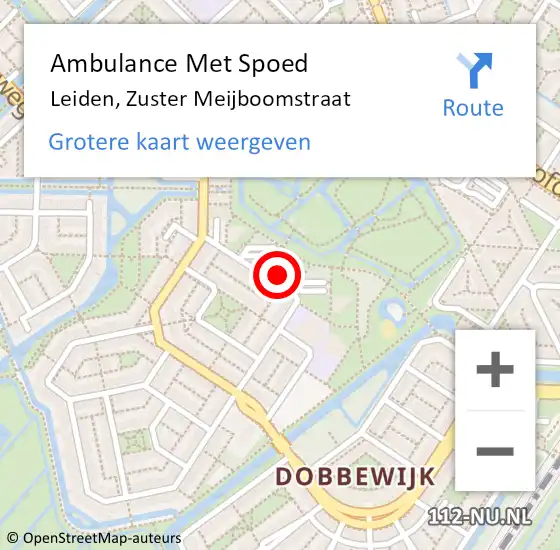 Locatie op kaart van de 112 melding: Ambulance Met Spoed Naar Leiden, Zuster Meijboomstraat op 2 april 2024 09:22