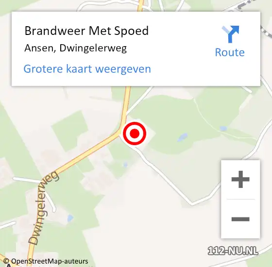 Locatie op kaart van de 112 melding: Brandweer Met Spoed Naar Ansen, Dwingelerweg op 2 april 2024 09:28