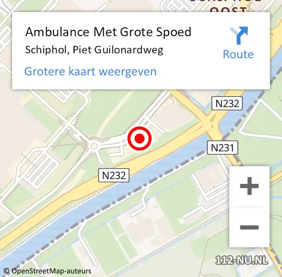 Locatie op kaart van de 112 melding: Ambulance Met Grote Spoed Naar Schiphol, Piet Guilonardweg op 2 april 2024 09:33