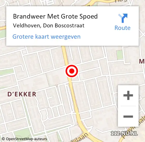 Locatie op kaart van de 112 melding: Brandweer Met Grote Spoed Naar Veldhoven, Don Boscostraat op 2 april 2024 09:39