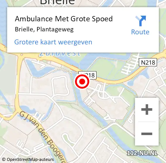 Locatie op kaart van de 112 melding: Ambulance Met Grote Spoed Naar Brielle, Plantageweg op 2 april 2024 09:40