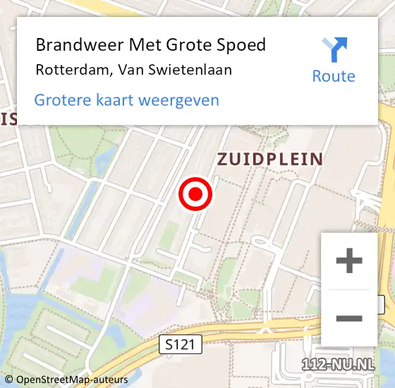 Locatie op kaart van de 112 melding: Brandweer Met Grote Spoed Naar Rotterdam, Van Swietenlaan op 2 april 2024 09:49