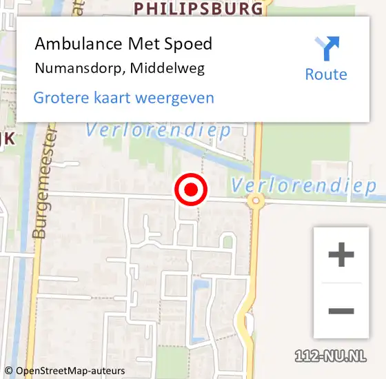 Locatie op kaart van de 112 melding: Ambulance Met Spoed Naar Numansdorp, Middelweg op 2 april 2024 10:04