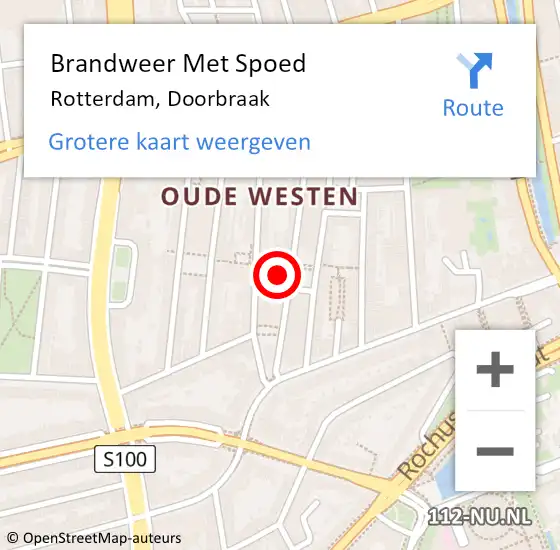 Locatie op kaart van de 112 melding: Brandweer Met Spoed Naar Rotterdam, Doorbraak op 2 april 2024 10:18