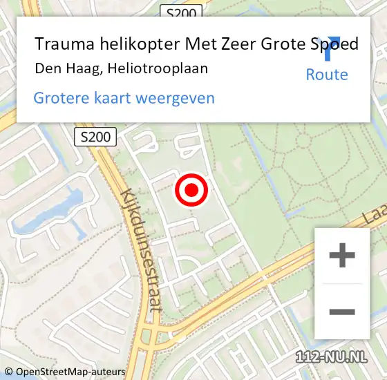 Locatie op kaart van de 112 melding: Trauma helikopter Met Zeer Grote Spoed Naar Den Haag, Heliotrooplaan op 2 april 2024 10:29