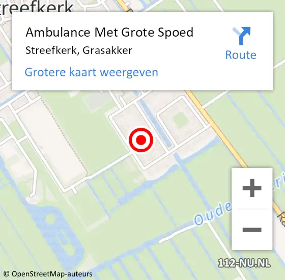 Locatie op kaart van de 112 melding: Ambulance Met Grote Spoed Naar Streefkerk, Grasakker op 2 april 2024 10:48