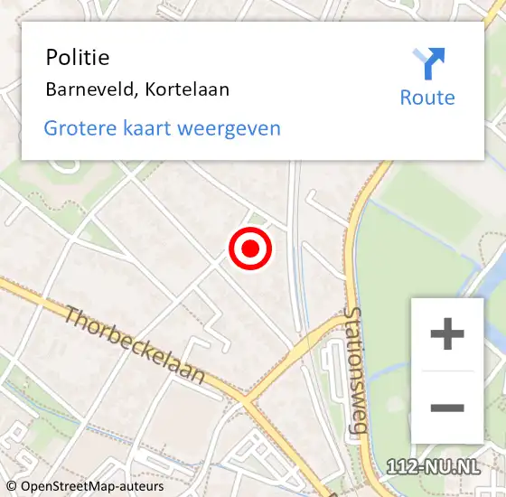 Locatie op kaart van de 112 melding: Politie Barneveld, Kortelaan op 2 april 2024 11:03