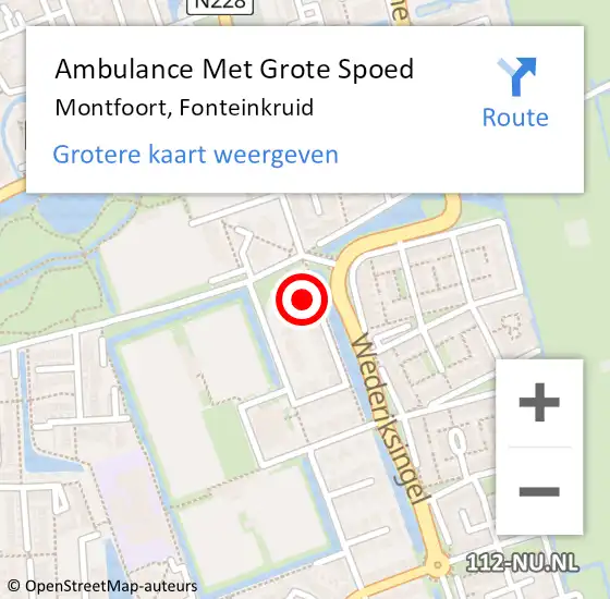 Locatie op kaart van de 112 melding: Ambulance Met Grote Spoed Naar Montfoort, Fonteinkruid op 1 oktober 2014 06:47