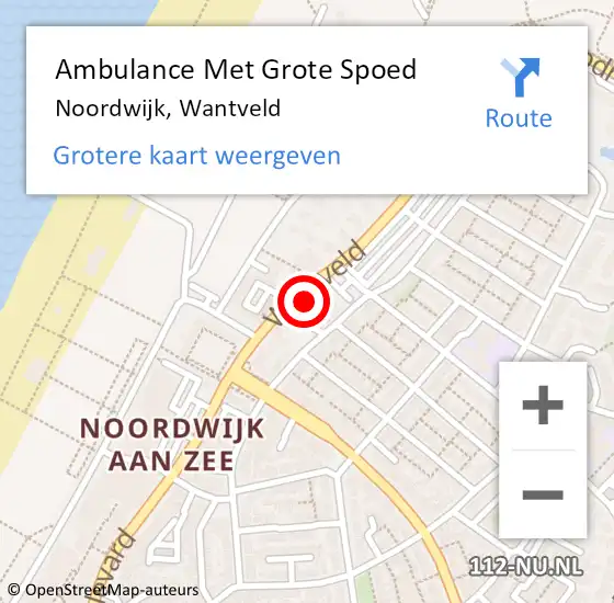 Locatie op kaart van de 112 melding: Ambulance Met Grote Spoed Naar Noordwijk, Wantveld op 2 april 2024 11:14