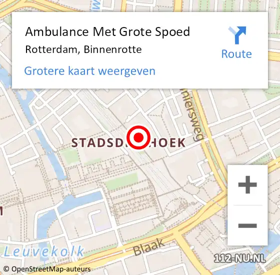 Locatie op kaart van de 112 melding: Ambulance Met Grote Spoed Naar Rotterdam, Binnenrotte op 2 april 2024 11:17