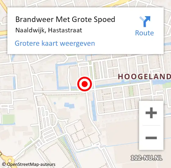 Locatie op kaart van de 112 melding: Brandweer Met Grote Spoed Naar Naaldwijk, Hastastraat op 2 april 2024 11:29