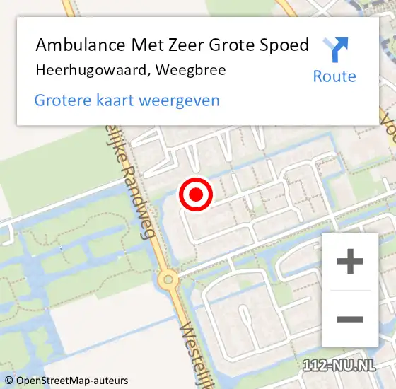 Locatie op kaart van de 112 melding: Ambulance Met Zeer Grote Spoed Naar Heerhugowaard, Weegbree op 2 april 2024 11:37