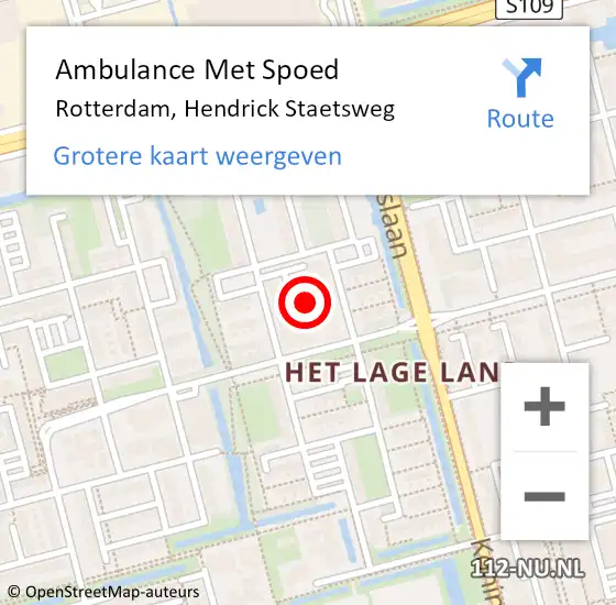 Locatie op kaart van de 112 melding: Ambulance Met Spoed Naar Rotterdam, Hendrick Staetsweg op 2 april 2024 11:38