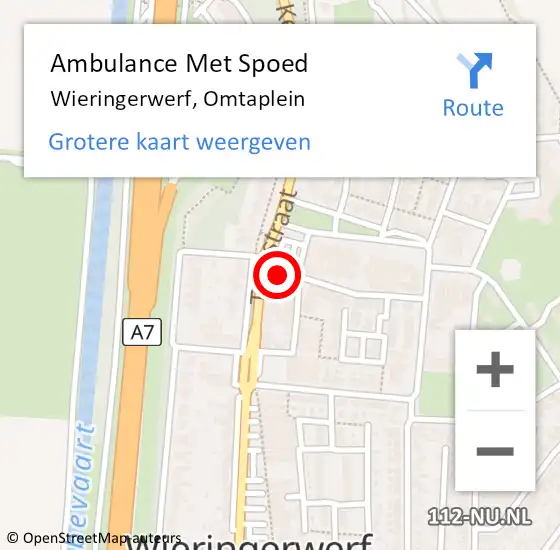 Locatie op kaart van de 112 melding: Ambulance Met Spoed Naar Wieringerwerf, Omtaplein op 2 april 2024 11:42