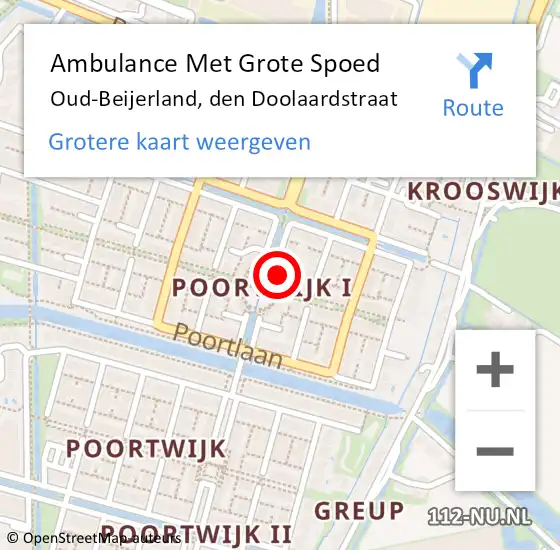 Locatie op kaart van de 112 melding: Ambulance Met Grote Spoed Naar Oud-Beijerland, den Doolaardstraat op 2 april 2024 11:49