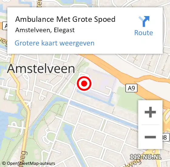 Locatie op kaart van de 112 melding: Ambulance Met Grote Spoed Naar Amstelveen, Elegast op 2 april 2024 11:56