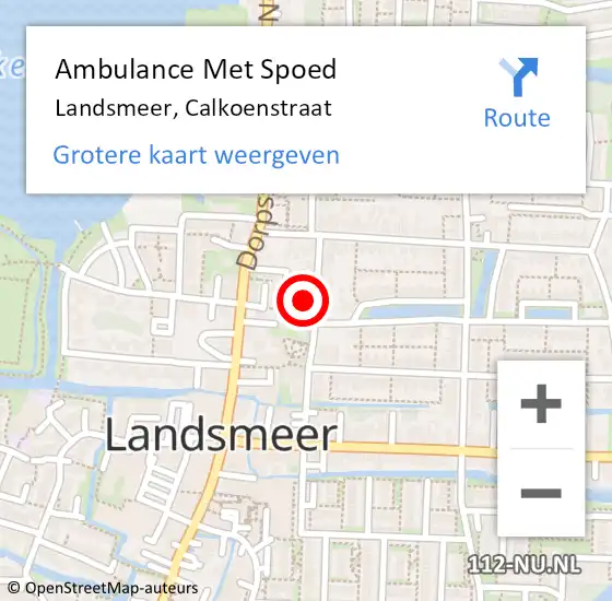 Locatie op kaart van de 112 melding: Ambulance Met Spoed Naar Landsmeer, Calkoenstraat op 2 april 2024 11:57