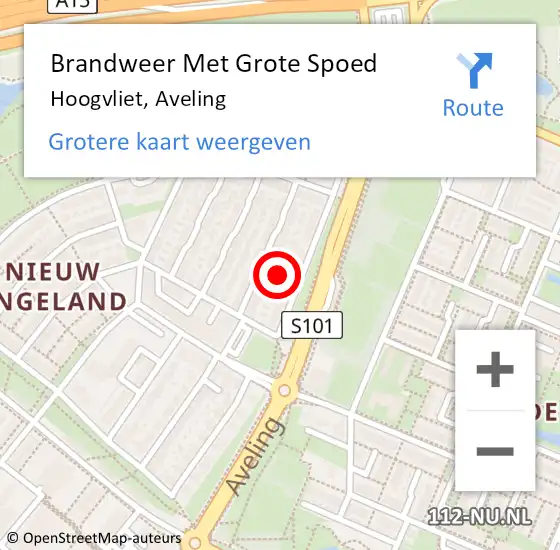 Locatie op kaart van de 112 melding: Brandweer Met Grote Spoed Naar Hoogvliet, Aveling op 2 april 2024 12:00