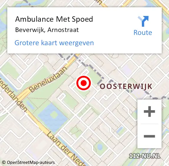 Locatie op kaart van de 112 melding: Ambulance Met Spoed Naar Beverwijk, Arnostraat op 2 april 2024 12:06