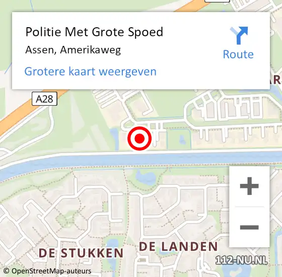 Locatie op kaart van de 112 melding: Politie Met Grote Spoed Naar Assen, Amerikaweg op 2 april 2024 12:11