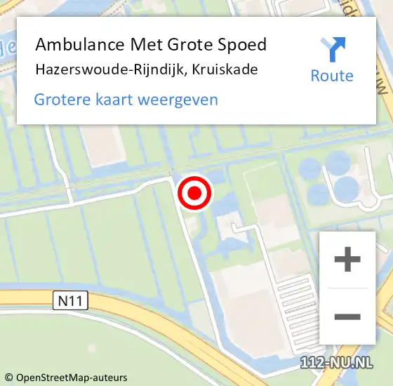 Locatie op kaart van de 112 melding: Ambulance Met Grote Spoed Naar Hazerswoude-Rijndijk, Kruiskade op 2 april 2024 12:19