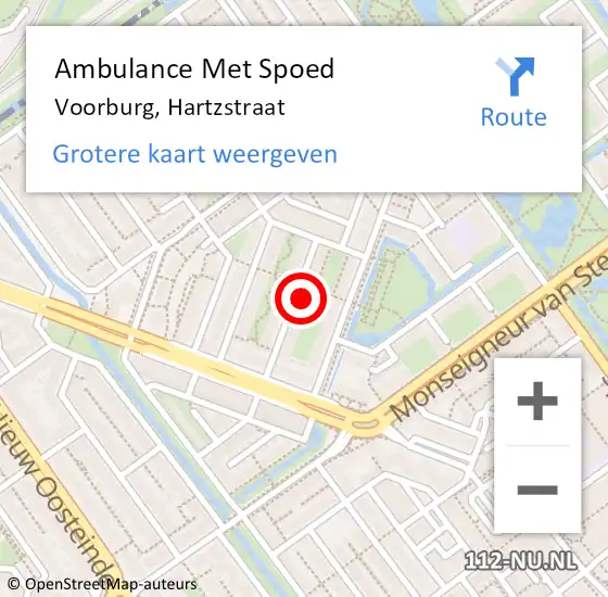 Locatie op kaart van de 112 melding: Ambulance Met Spoed Naar Voorburg, Hartzstraat op 2 april 2024 12:37