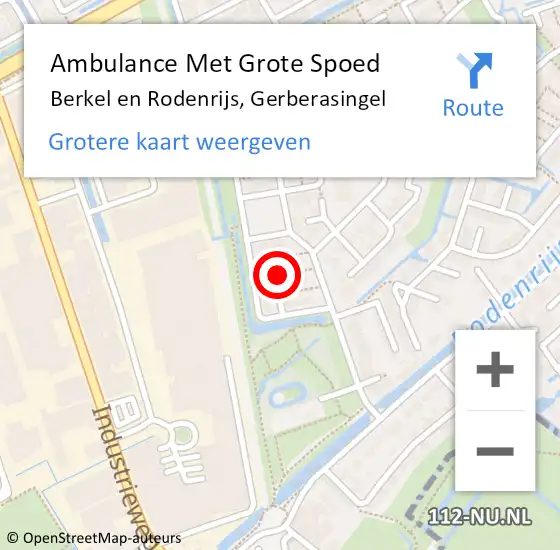 Locatie op kaart van de 112 melding: Ambulance Met Grote Spoed Naar Berkel en Rodenrijs, Gerberasingel op 2 april 2024 12:42