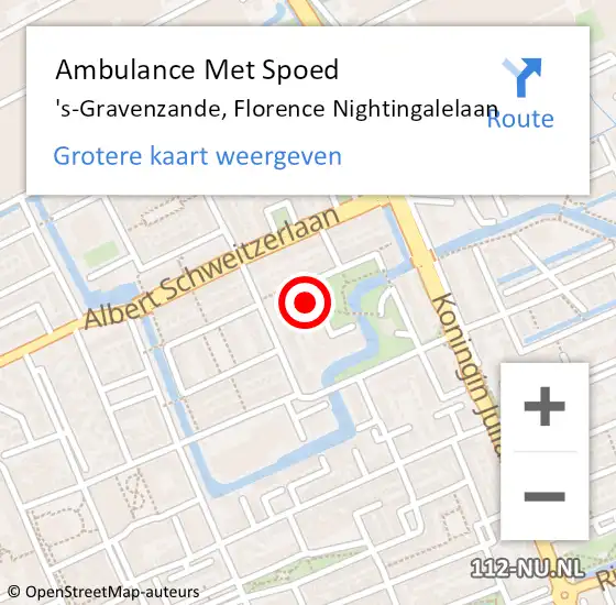 Locatie op kaart van de 112 melding: Ambulance Met Spoed Naar 's-Gravenzande, Florence Nightingalelaan op 2 april 2024 12:44