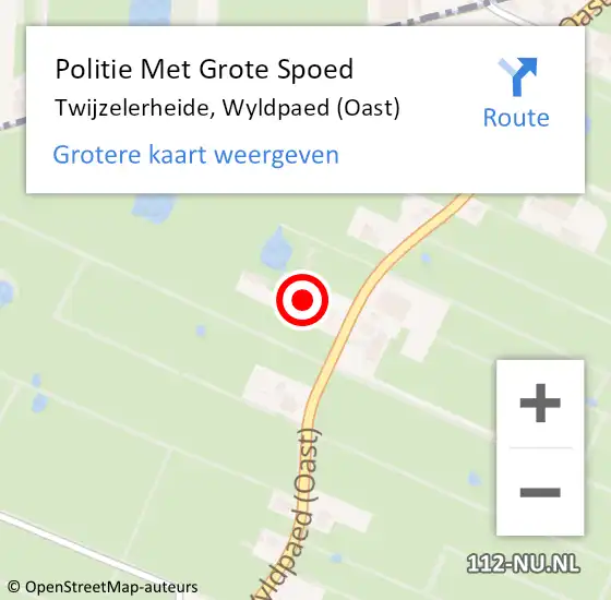 Locatie op kaart van de 112 melding: Politie Met Grote Spoed Naar Twijzelerheide, Wyldpaed (Oast) op 2 april 2024 12:53