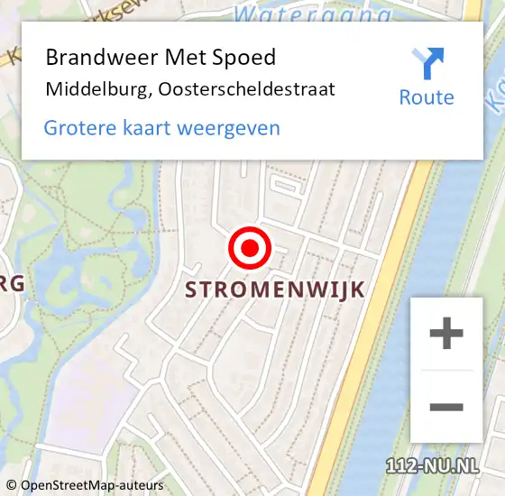 Locatie op kaart van de 112 melding: Brandweer Met Spoed Naar Middelburg, Oosterscheldestraat op 2 april 2024 13:12