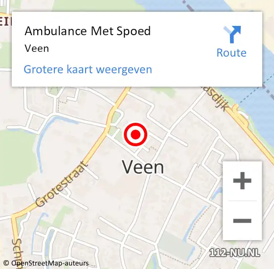 Locatie op kaart van de 112 melding: Ambulance Met Spoed Naar Veen op 2 april 2024 13:14