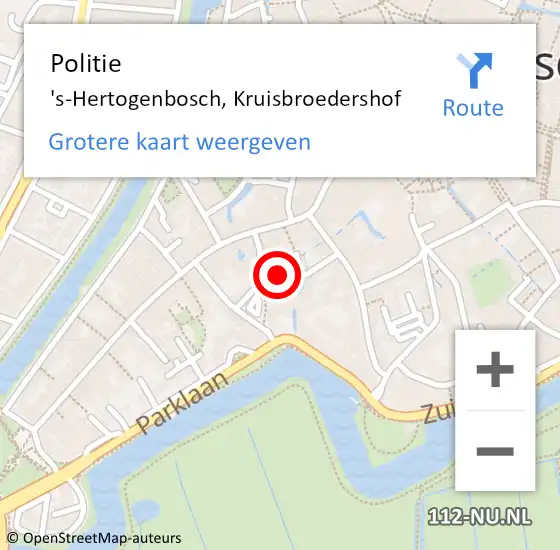 Locatie op kaart van de 112 melding: Politie 's-Hertogenbosch, Kruisbroedershof op 2 april 2024 13:18