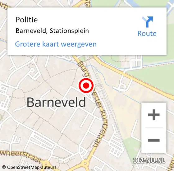 Locatie op kaart van de 112 melding: Politie Barneveld, Stationsplein op 2 april 2024 13:31