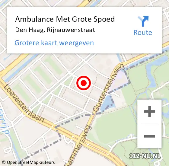 Locatie op kaart van de 112 melding: Ambulance Met Grote Spoed Naar Den Haag, Rijnauwenstraat op 2 april 2024 13:32