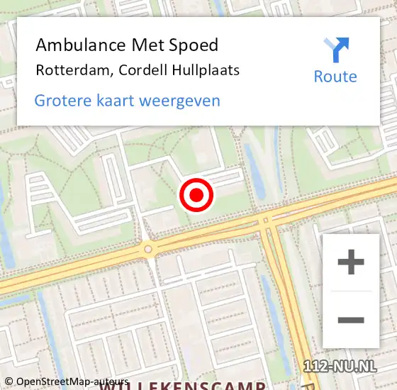 Locatie op kaart van de 112 melding: Ambulance Met Spoed Naar Rotterdam, Cordell Hullplaats op 2 april 2024 13:41