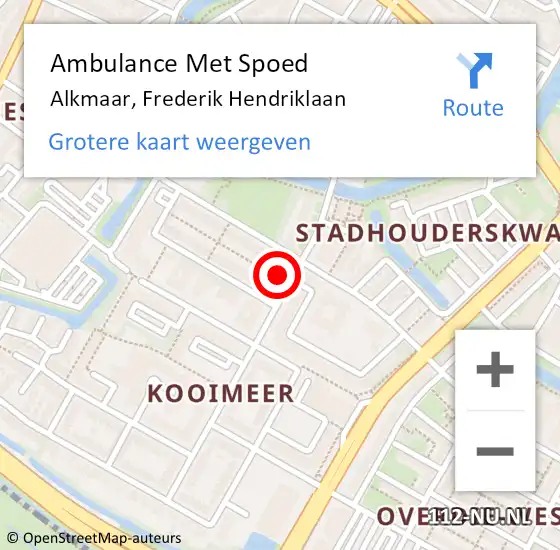 Locatie op kaart van de 112 melding: Ambulance Met Spoed Naar Alkmaar, Frederik Hendriklaan op 2 april 2024 14:22