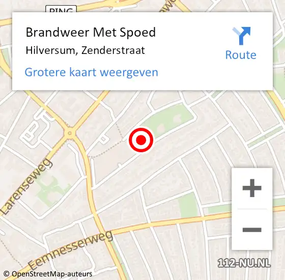 Locatie op kaart van de 112 melding: Brandweer Met Spoed Naar Hilversum, Zenderstraat op 2 april 2024 15:03