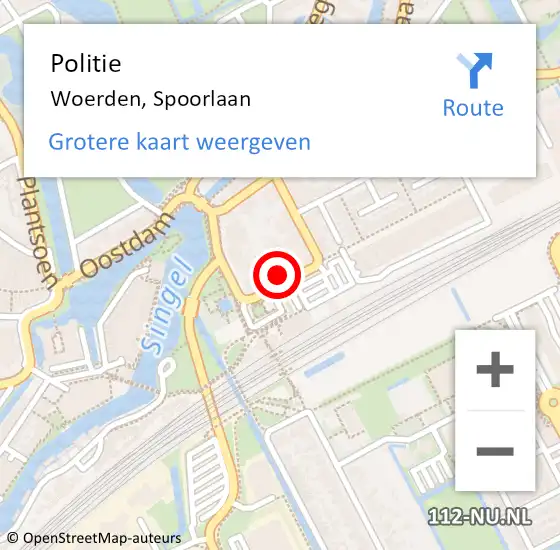 Locatie op kaart van de 112 melding: Politie Woerden, Spoorlaan op 2 april 2024 15:49