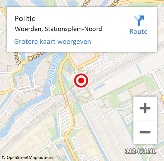Locatie op kaart van de 112 melding: Politie Woerden, Stationsplein-Noord op 2 april 2024 15:50