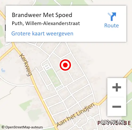 Locatie op kaart van de 112 melding: Brandweer Met Spoed Naar Puth, Willem-Alexanderstraat op 2 april 2024 16:11
