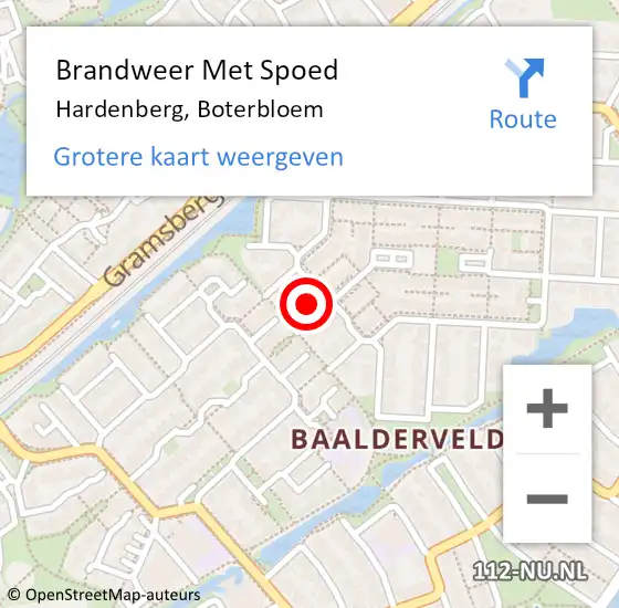 Locatie op kaart van de 112 melding: Brandweer Met Spoed Naar Hardenberg, Boterbloem op 2 april 2024 16:30