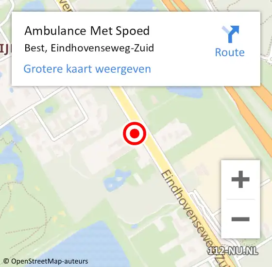 Locatie op kaart van de 112 melding: Ambulance Met Spoed Naar Best, Eindhovenseweg-Zuid op 2 april 2024 16:36