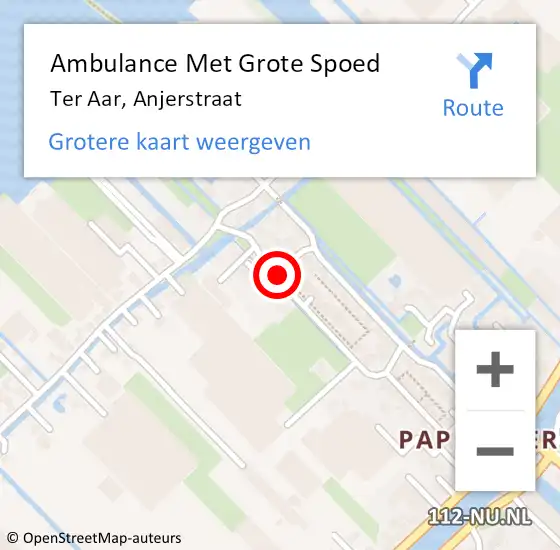 Locatie op kaart van de 112 melding: Ambulance Met Grote Spoed Naar Ter Aar, Anjerstraat op 2 april 2024 16:56