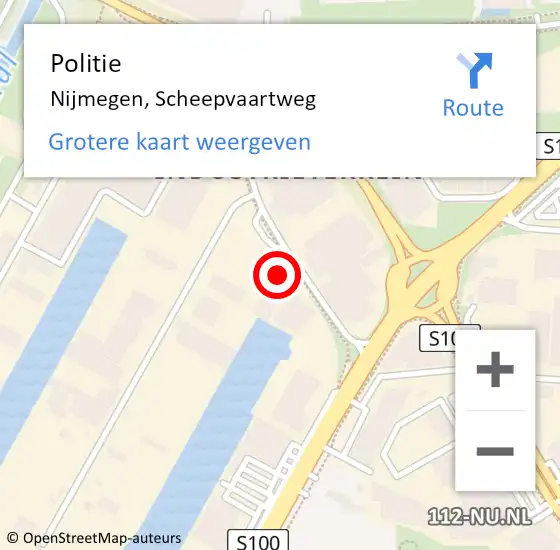 Locatie op kaart van de 112 melding: Politie Nijmegen, Scheepvaartweg op 2 april 2024 17:12