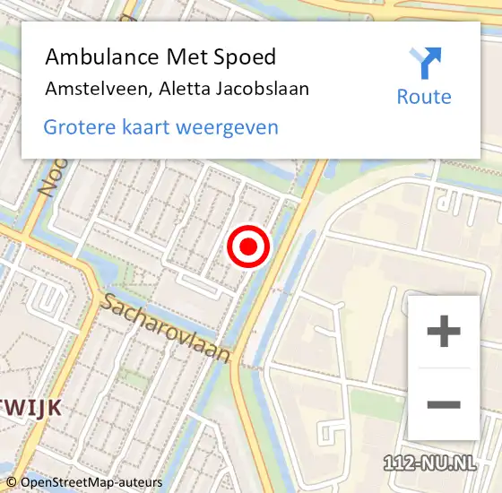 Locatie op kaart van de 112 melding: Ambulance Met Spoed Naar Amstelveen, Aletta Jacobslaan op 2 april 2024 17:14