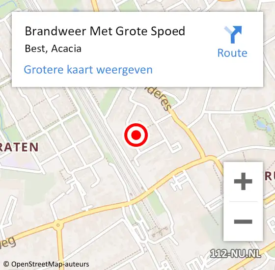 Locatie op kaart van de 112 melding: Brandweer Met Grote Spoed Naar Best, Acacia op 2 april 2024 17:16