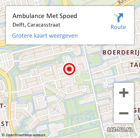 Locatie op kaart van de 112 melding: Ambulance Met Spoed Naar Delft, Caracasstraat op 2 april 2024 17:32