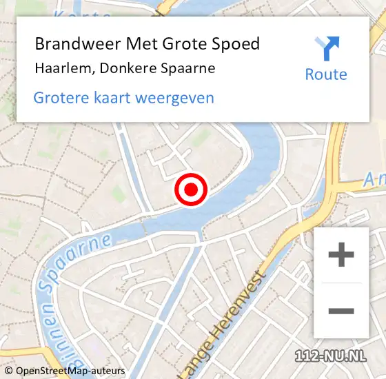 Locatie op kaart van de 112 melding: Brandweer Met Grote Spoed Naar Haarlem, Donkere Spaarne op 2 april 2024 17:34