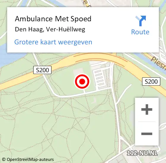 Locatie op kaart van de 112 melding: Ambulance Met Spoed Naar Den Haag, Ver-Huëllweg op 2 april 2024 17:42