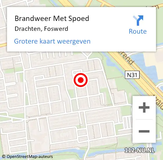 Locatie op kaart van de 112 melding: Brandweer Met Spoed Naar Drachten, Foswerd op 2 april 2024 18:03